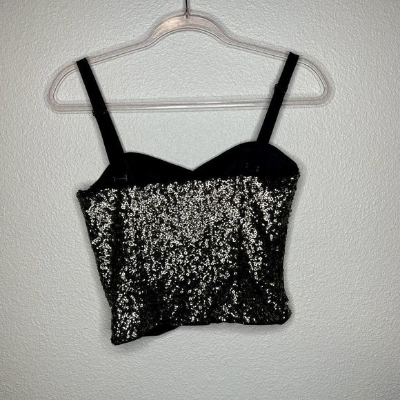Milly Bergdorf Goodman Gold Sequins Bustier Tank Crop Top Size 0 - Picture 5 of 5